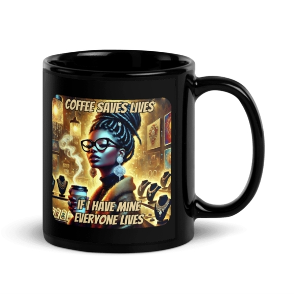 Black or White Coffee Saves Lives Design 11oz - Picture 2 of 12